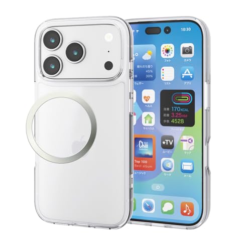 �G���R�� iPhone 17 Pro �P�[�X �J�o�[ �N���A �ϏՌ� �Ռ��z�� �n�C�u���b�h �|���J�[�{�l�[�g �w�䂪���ɂ��� �X�g���b�v�z�[���t�� 4�p�G�A�[�N�b�V���� ���^���X�e�b�J�[�t�� �V���L�[�N���A PM-A25CHVCKMCR