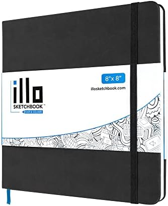 illo Sketchbook, Large, Square, Sketch Book, 8x8 , Premium, Hardcover Notebook, Lay Flat, Smooth Paper, Thick Paper