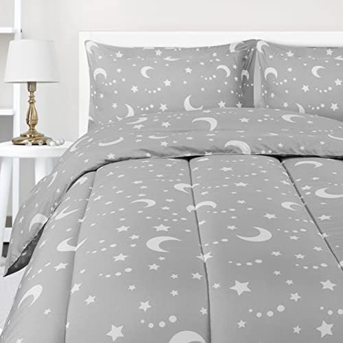 Utopia Bedding All Season Moon Star Comforter Set with 2 Pillow Cases - 3 Piece Soft Brushed Microfiber Kids Bedding Set for Boys/Girls – Machine Washable (Twin/Twin XL)