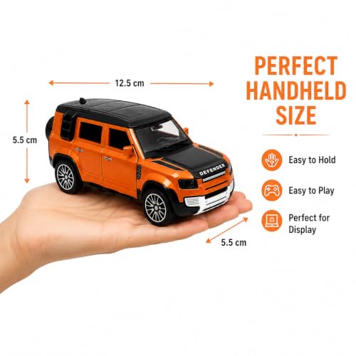 Image of 1:32 Scale Defender Die-Cast Metal Model Car with Pull Back Action, Openable Doors, LED Lights & Music, Alloy Collectible SUV Toy Car for Kids Boys Girls, Birthday Return Gift