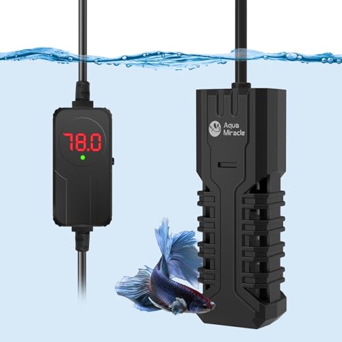 Image of AquaMiracle Aquarium Heater, 100W Submersible Fish Tank Heater with LED Digital Display, Overheat Protection & Auto Power-Off When Out of Water, for Freshwater and Saltwater Fish Tanks (10-20 Gal)