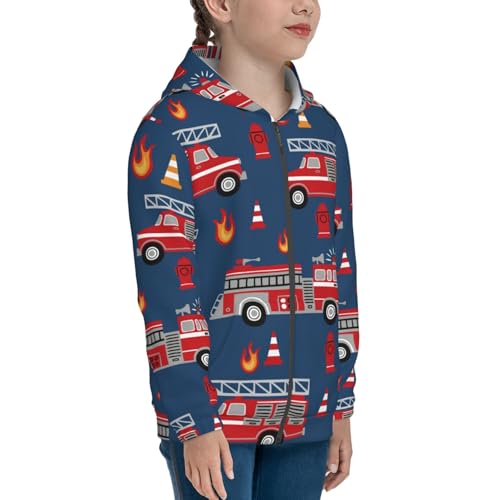 Fire Truck 1 Kid Hoodies Boys Zip Up Sweatshirts Girls Pullover with Pocket4