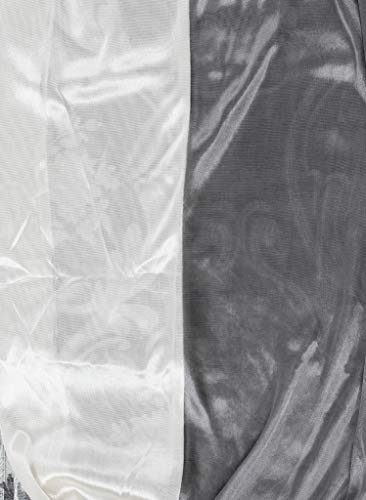 V Bella Luxury Jacquard Curtain Panel with Attached Waterfall Valance & Scarf 54 by 84-Inch Grey - Image 5