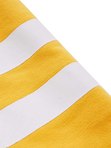 SweatyRocks Women's Striped Long Sleeve Crewneck Crop Top Sweatshirt Yellow XS