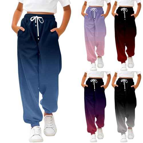 High Waisted Sweatpants for Girls Baggy Jogger Pants Y2K Ombre Trousers Relaxed Fit Sweatpants Tween Athletic Sports Pants