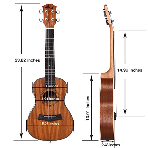 Winzz Ukulélé Adulte Concert, Ukulele Enfant 23 Pouces, Set Ukulele Débutant Avec Support et Capodastre (Acajou, Mat) - Les Beatles, Paul McCartney, John Lennon, RIngo Starr, George Harrison Winzz Ukulélé Adulte Concert, Ukulele Enfant 23 Pouces, Set Ukulele Débutant Avec Support et Capodastre (Acajou, Mat) – Image 4