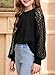 blibean Girls Fall Blouse Semi Formal Lace Loose Long Sleeve Tops Tween Kids Elengant Dressy Tee Shirts Western Solid Party Outfits Clothes Size 12-13 Years Old Black
