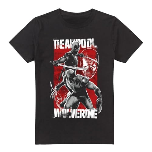 T-shirt Marvel Deadpool & Wolverine combat unisexe noir pour adulte en coton premium