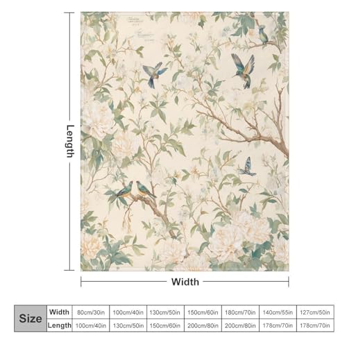 Couverture en flanelle colibri et fleurs 101x127 cm pour canapé et lit - 3