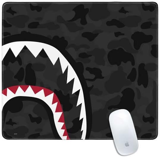 Vista 79 de Skinit Alfombrilla de mouse grande para juegos, diseño de camuflaje de dientes de tiburón con bordes cosidos, impermeable, base de goma