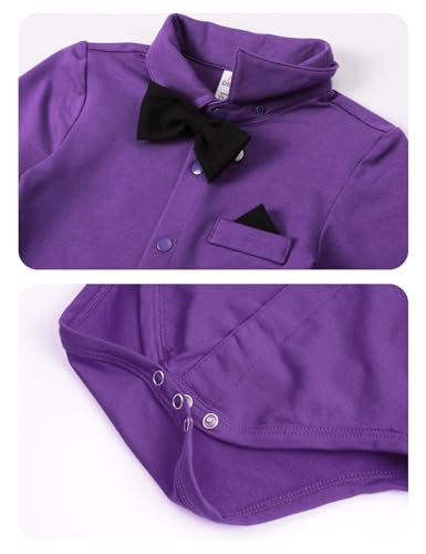 Image of A&J DESIGN Baby Boys Suits Infant Gentleman Formal Wedding Suspenders Outfit with Bowtie