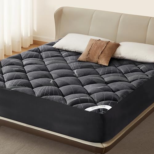 Bedlore Fluffy Mattress Topper Full Size,Soft Pillow-Top Mattress Pad for Back Pain Relief,Thick Breathable Mattress Cover with 6-15 Inches Deep Pocket Gray Full