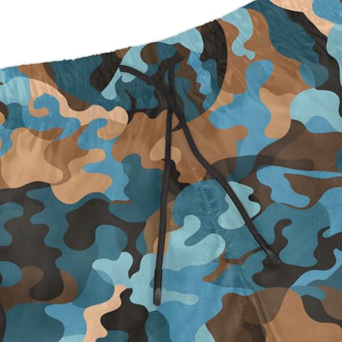 Men's Swim Trunks Size S Camouflage Blue with Mesh Lining Soft Breathable Quick Dry Beach Shorts Yellow Brown4