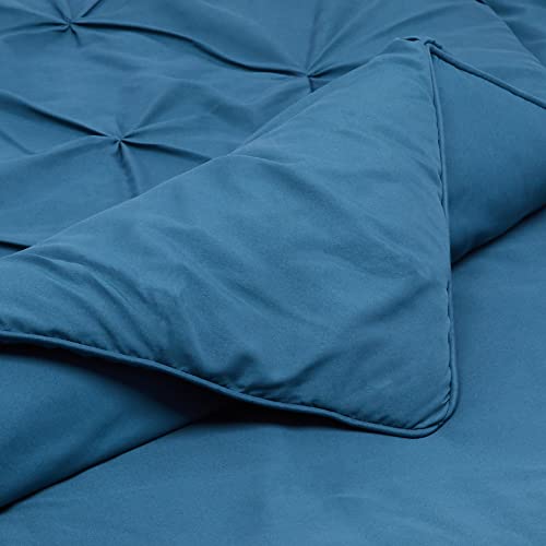 Image of Amazon Basics Soft King Size Comforter Set, All-Season Down-Alternative 3-Piece Bedding Set, Pinch Pleat Design with Piped Edges, Dark Teal