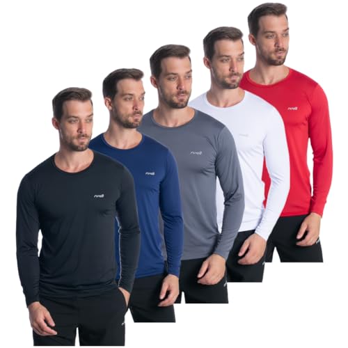 Kit 5 Camiseta Camisa Térmica Masculina Proteção Solar Uv 50+ Manga Longa Dry Fit (BR, Alfa, M, Regu