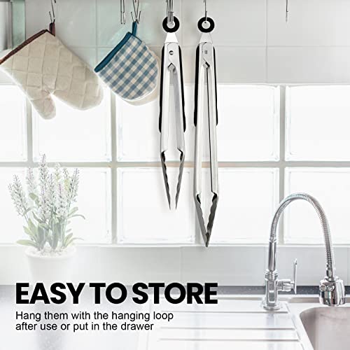 24 Pcs Stainless Steel Kitchen Tongs Metal Locking Tongs For Cooking 9 Inch 12 Inch Silicone Non-Slip Grip Grilling Cooking Tongs Locking Food Tongs For Serving Bbq Salad Kitchen Utensils #TOP6