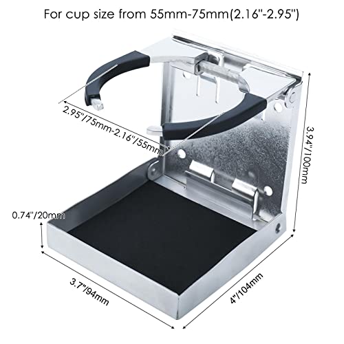 Yaemarine Stainless Steel Adjustable Folding Drink Holder Cup Holder For Marine/Boat/Caravan/Car- 9931S (2-Pack) #TOP4