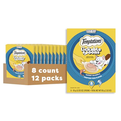 Temptations Lickable Spoons Wet Cat Treats, Salmon & Tuna, 8 ct, 12pk - image 1