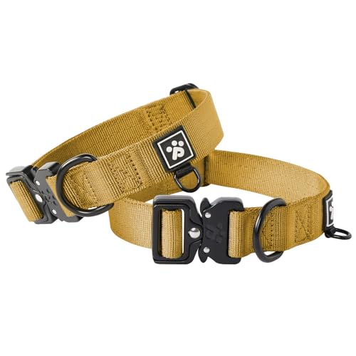 CLEPAWS Dog Collars for Small Dogs, Heavy Duty Tactical Dog Collar with Metal Buckle, Durable Pet...