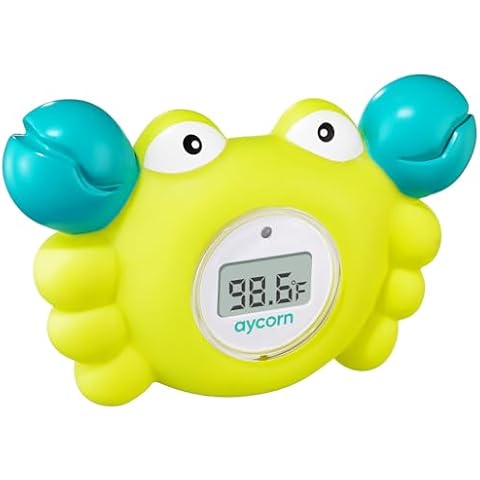 Aycorn Digital Baby Bath Thermometer - Fahrenheit Bath Thermometer Baby Safety - Water & Room Thermometer with LED Display and Temperature Warning - Infant Baby Bath Toys Floating Toy Thermometer Cover