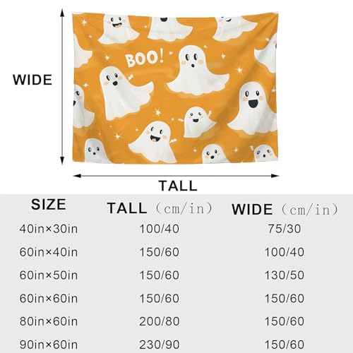 Tapiz de fantasma lindo para decorar tu dormitorio con estilo de Halloween en color ámbar 4
