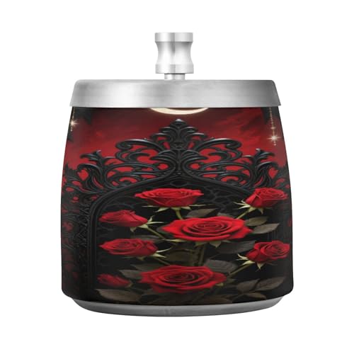 Cendrier gothique en acier inoxydable avec couvercle pour la maison, le bureau, l'extérieur, le balcon, sans fumée, décoration de table pour la maison, le bureau, etc