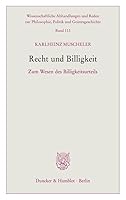 Recht Und Billigkeit: Zum Wesen Des Billigkeitsurteils (German Edition) 3428195744 Book Cover