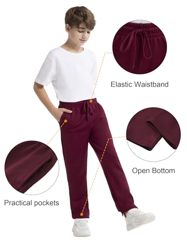 1/4 Pack Boys Sweatpants Fleece Lined Open Bottom Youth Athletic Jogging Track Joggers Pants with Pockets for Kids4