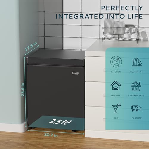 Image of EUHOMY 1.8 Cu.Ft Chest Freezer with Removable Basket, Small Deep Freezer Adjustable Thermostat, Quiet Mini Freezer with Top Door, Energy Saving for Apartment /Garage /Basement /Dorm /Home,Black