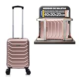 RAYKONG Maleta de Cabina ABS 40x30x20(24L)|Capacidad Maxima| Equipaje de Mano con Ruedas Desmontables para Ryanair | Vueling | EasyJet - RosaDorada