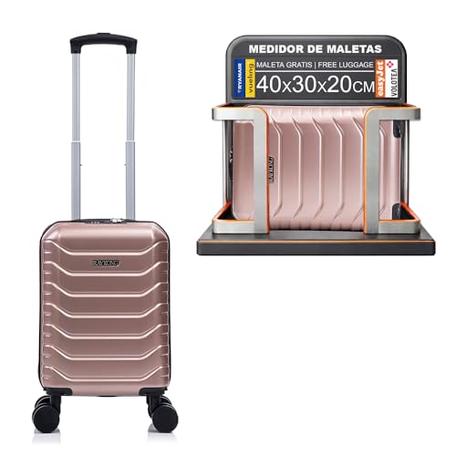 RAYKONG Maleta de Cabina ABS 40x30x20(24L)|Capacidad Maxima| Equipaje de Mano con Ruedas Desmontables para Ryanair | Vueling | EasyJet   RosaDorada
