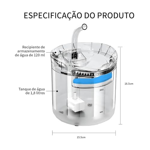FINYQBET Bebedouro Automático Para Cães E Gatos - 1.8L Fonte de Água com Filtro, Bomba Ultrassilenci