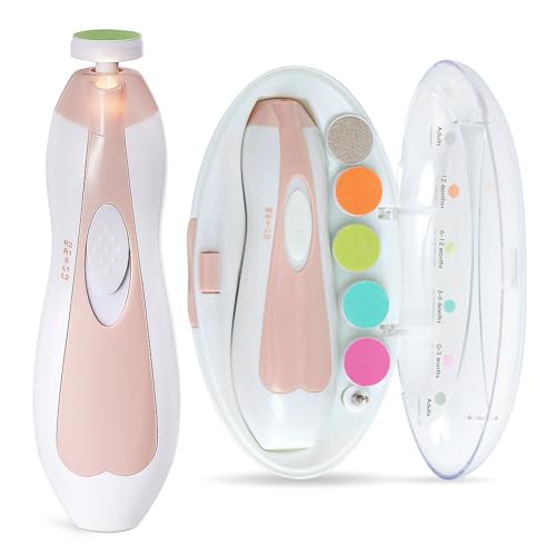 Image of haakaa Baby Nail Trimmer Electric, Safe Baby Nail File Kit with Storage Case, Whisper Quiet Electric Baby Nail Clippers, Extra 6 Replacement Pads, Suitable for Newborn to Adult Trim and Polish