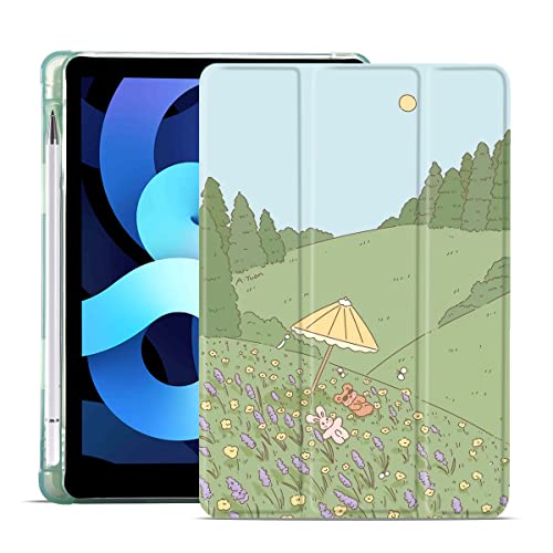 Housse iPad Pro 11 fine verte en TPU souple anti-choc avec porte-crayon