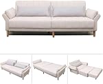 Homa Canapé lit avec accoudoir,212cm Tissu Futon Couch avec dossier réglable, Canapé de canapé pliant,Sofa de couchage pour meubles de salon (Ivory, 3Seat)