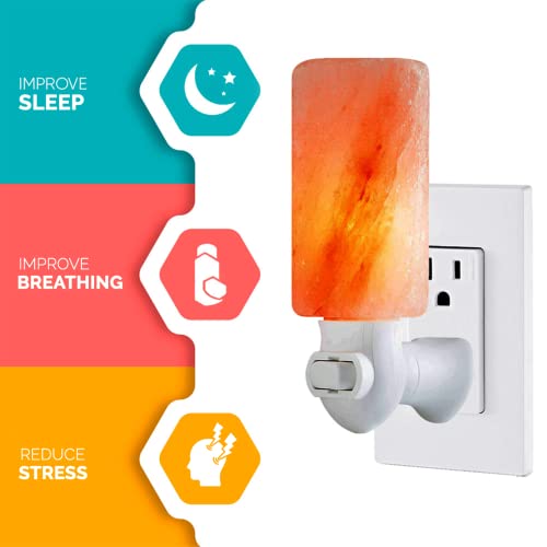 Nevlers 2 Pk Himalayan Salt Lamp Night Light Plug In |Authentic 5.5" Cylinder Shape Himalayan Night Light |Handcarved Salt Lamp Wall Night Light |Ul Listed Himalayan Salt Night Light Wall Plug &Bulbs #TOP2