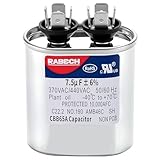 RABECH 7.5uF 7.5MFD CBB65A Oval Run Start AC Capacitor 7.5 uF MFD CBB65 370V 440V 450V A/C Capacitors 370 450 Volt VAC ±6% 50/60Hz for Air Conditioner