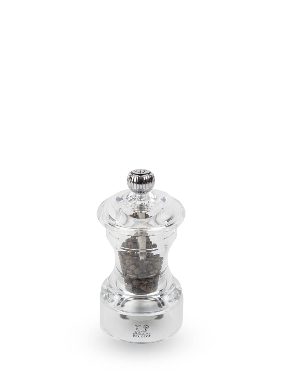 PEUGEOT, Bistro 10 cm Pepper Mill, Classic Grind System, Acrylic, Lifetime Guaranteed Mechanism, Made in France