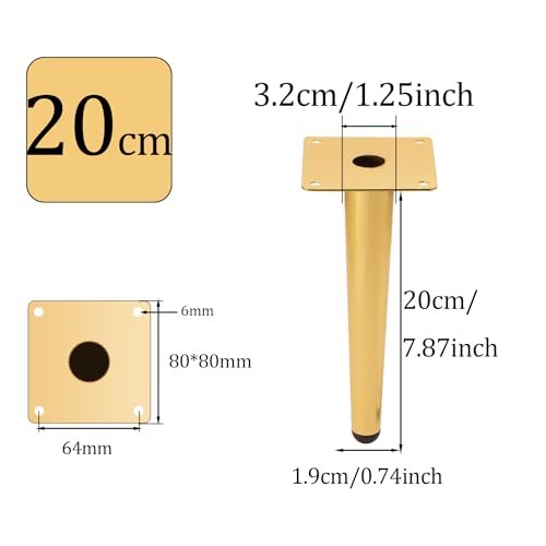 Patas de muebles de cono vertical de 20cm para renovar sillas, armarios y sofás 5