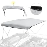 4 Bow Bimini Top Replacement Canvas for Boat with Light Hole and Storage Boot, Easy Install Zipper Sleeves, Heavy Duty Waterproof, 900D Marine Sun Shade Boat Canopy Without Frame, 8'L 97'-103' W Grey