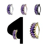 18KT Gold Plated Amethyst Gems Nose Rings Hoop 20G Nose Ring Hoop CZ Diamond Nose Hoop Gift For Her