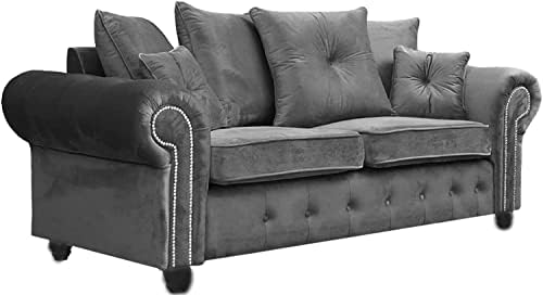 Huge Sale | Dark Grey Plush Fabric sofas 3 seater and 2 seater Sofa sets For Living Room (3+2 seater sofa)