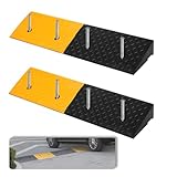 EffiQ-Rate ゴム製 段差スロープ 高さ10cm 長さ100cm 耐荷重3トン 屋外用 車いす トラック対応 滑り止め 2個セット 工事不要 玄関 駐車場 倉庫