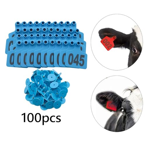 Étiquettes d'oreilles pour vaches au pâturage boucles d'identification bleu numérotées