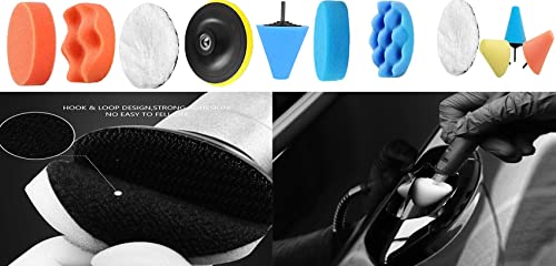 Image of DIY Crafts 45 Pcs 15x3, 5 inchinch, Mini Felt Fur 1-3 inch inch Choice 1-7 inch inch Sponge Buffing Pads Waxing Pads Drill Adapter M10 /14 for Tight Areas Detailing Polishing Waxing & Seal(45 Pcs 15x3, 5 inchinch)