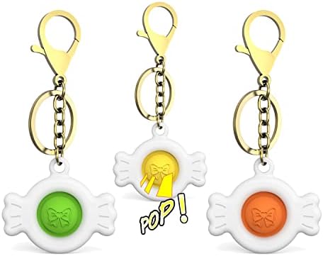 SVNVIOZ 3-Pack Simple Candy Dimple Push Pop-It Fidget Toys, Pop Keychain Toy Single Popit Fidget Popper Portable Fidget Toy with Buckle Ring Stress Relief and Anti-Anxiety Puzzle Fun