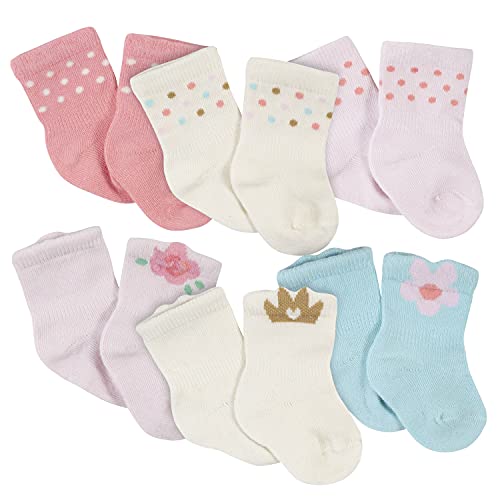 Gerber Baby 6-Pair Wiggle Proof Sock, Princess Pink, 6-9 Months