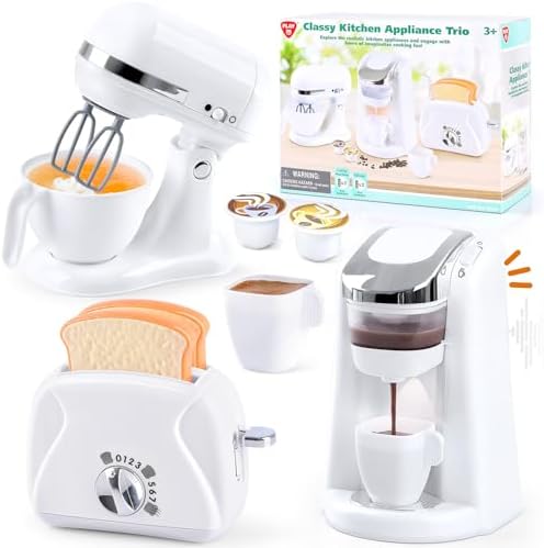 PLAY Cucina Giocattolo per Bambini con Macchina Caffè, Mixer, Tostapane con Luci e Suoni Realistici, Set di Elettrodomestici Cucina Regalo per Bambini 3+ Anni (Bianco) — foto principale