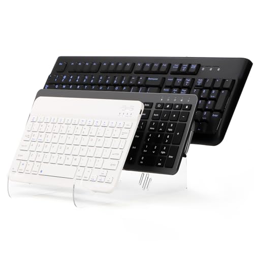 Elsjoy 2 Pack Acrylic Display Stand, 3-Tier Mechanical Keyboard Holder, Desktop Clear Rack Computer Storage Shelf for 6 Keyboards (Each Holds 3) - Thumbnail 5