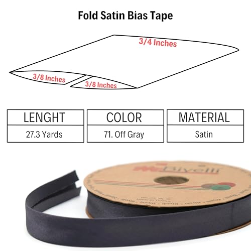 Image of Fold Satin Bias Tape - 99+ Colors - 3 /4 Inches Wide - 27 Yards - Fold Satin Binding Bias Ribbon Fabric Piping Bias Binding Tape for Sewing Clothing DIY BYS71